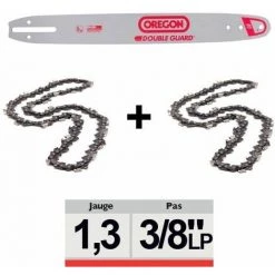 Pack 1 Guide + 2 Chaînes Tronçonneuse Oregon 3/8LP 050 SDEA041 | 30cm